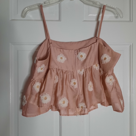 Blush Flower Pop Accents Flowy Crop Top - Picture 2 of 2